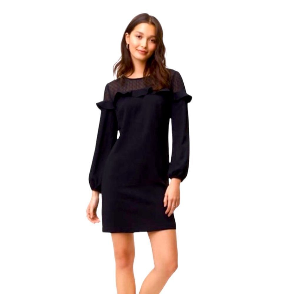 LOFT | Black Long Sleeve Shift Dress